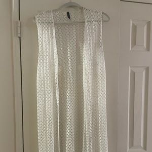 Long white see through vest